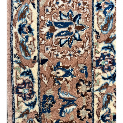 Persian Nain - Dark Indigo Field and Ivory and Caramel Detail Rug image-5