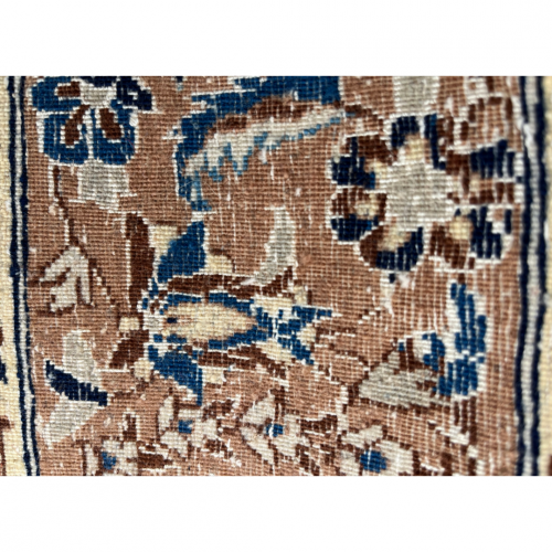 Persian Nain - Dark Indigo Field and Ivory and Caramel Detail Rug image-6