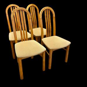 Set of Four 1970s Golden Oak Dining Chairs