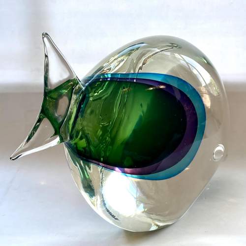 Murano Sommerso Glass Fish Sculpture image-5
