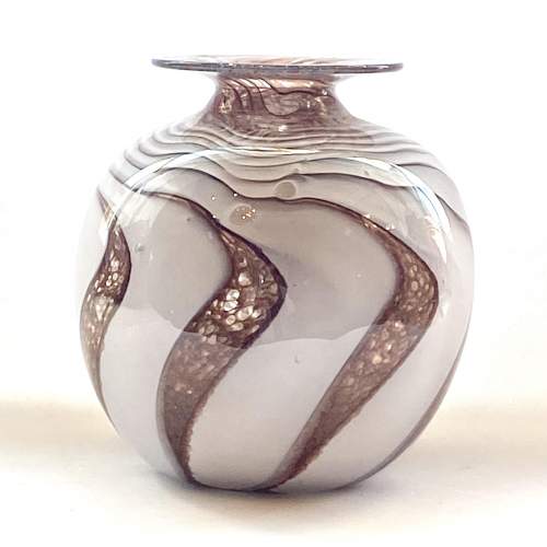 Anthony Stern Glass Signed Brown Swirl Vase image-1