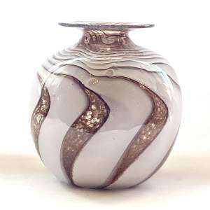 Anthony Stern Glass Signed Brown Swirl Vase