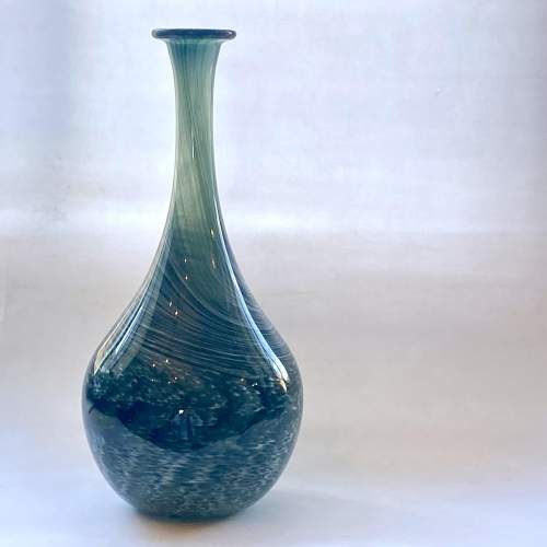 Anthony Stern Glass Signed Green Swirl Vase image-1