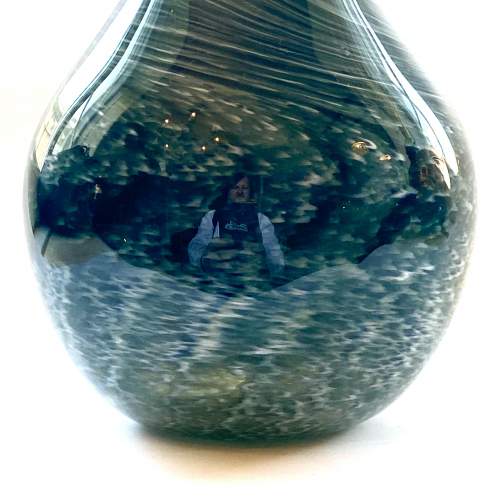 Anthony Stern Glass Signed Green Swirl Vase image-2