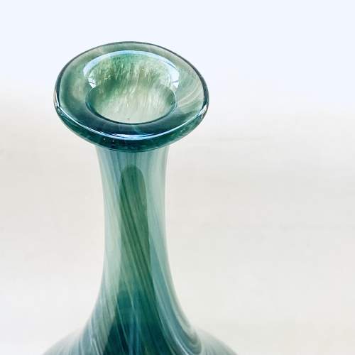 Anthony Stern Glass Signed Green Swirl Vase image-3
