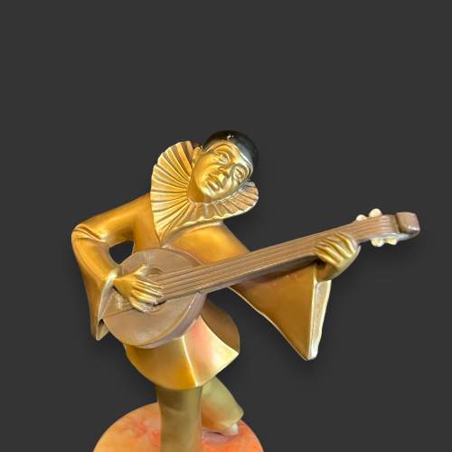Art Deco Spelter Lorenzl Figure of a Male Guitar Player image-3