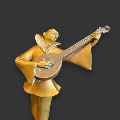 Art Deco Spelter Lorenzl Figure of a Male Guitar Player image-4