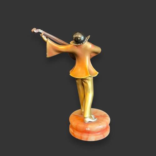 Art Deco Spelter Lorenzl Figure of a Male Guitar Player image-5