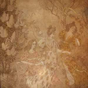 Art Nouveau Style Tapestry of Women in Garden