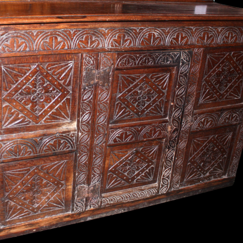 Heavily Carved 18th Century English Oak Food Cupboard image-2