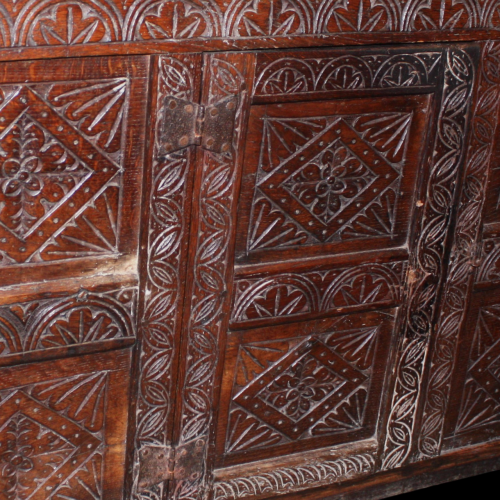 Heavily Carved 18th Century English Oak Food Cupboard image-4