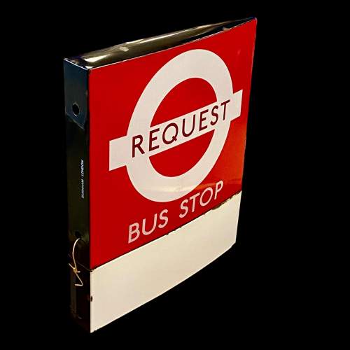 London Enamel Double Sided Bus Stop Request Sign image-2