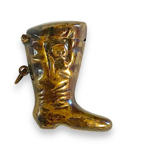 Novelty Brass Boot Vesta Case image-1