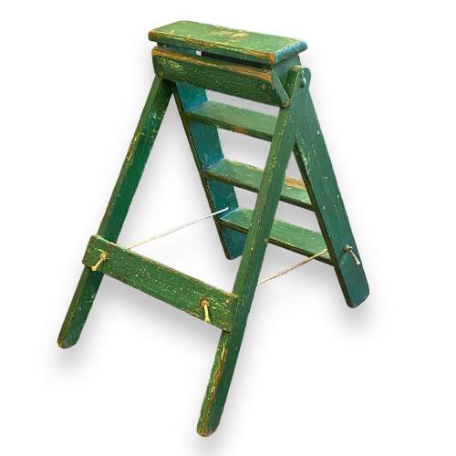 Vintage Pair of Green Painted Step Ladders image-3