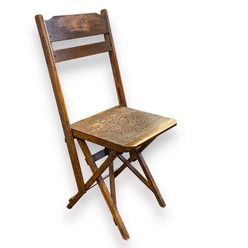 Vintage Village Hall Folding Wooden Chair image-1