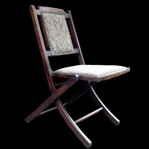 Antique Edwardian Folding Mahogany Campaign Chair image-1