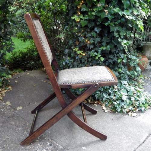 Antique Edwardian Folding Mahogany Campaign Chair image-2