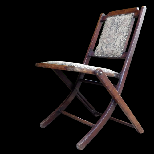 Antique Edwardian Folding Mahogany Campaign Chair image-4