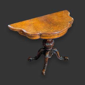 Victorian Burr Walnut Foldover Card Table