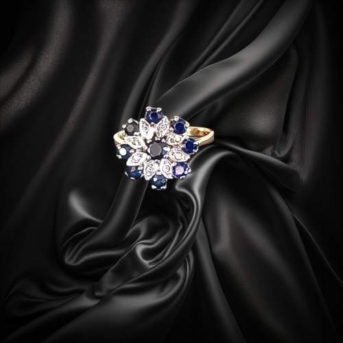 18ct Gold Sapphire Diamond Ring. London 1986 image-6