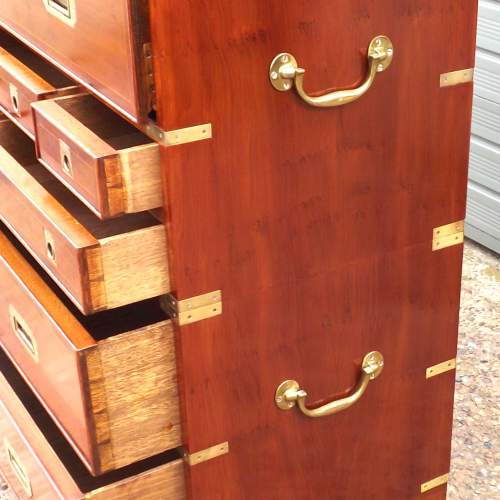 Brass Bound Yew Wood Sectional Campaign Style Secretaire Chest image-6