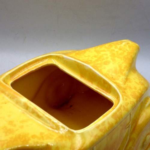 Sadler 1950s Art Deco Mottled Yellow Pottery Racing Car Teapot image-5