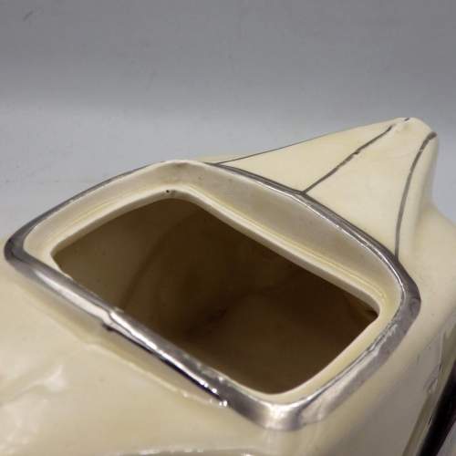 Sadler 1930s Art Deco Cream & Chrome Pottery Racing Car Teapot image-5