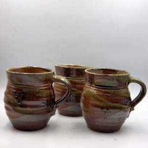 Jane Hamlyn Salt Glazed Studio Pottery Mugs x Three