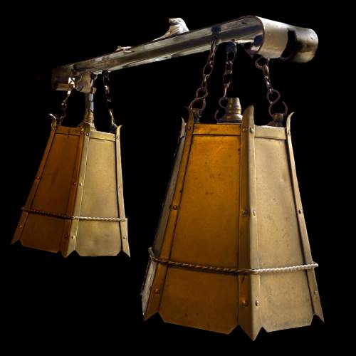 Pair of Neo Gothic Brass Hall Lanterns image-1