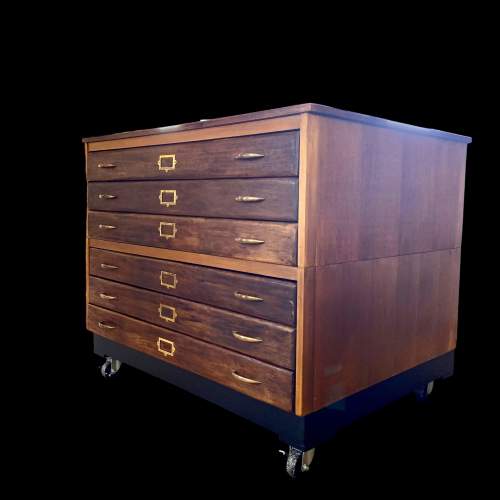 Mid Century Large Wooden Plan Chest image-6