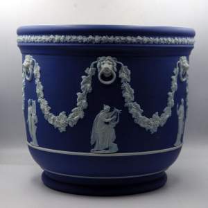 Wedgwood 19th Century Antique Dark Blue Jasperware Jardiniere