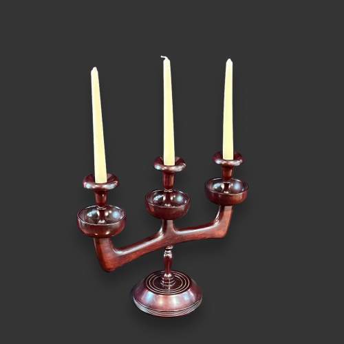 Vintage Wooden Candelabra image-1