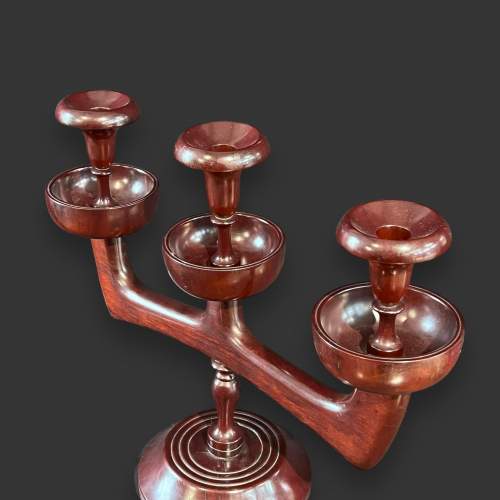 Vintage Wooden Candelabra image-3