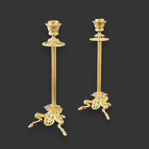 Pair of 19th Century French Gilt Bronze Candlesticks image-1