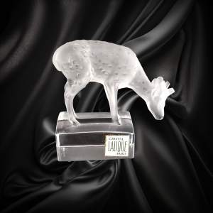 Lalique Crystal Glass Feeding Deer