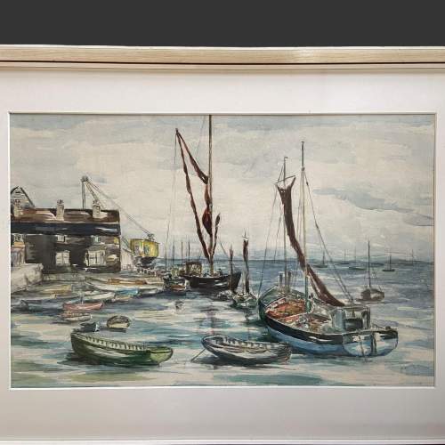 Winifred Pansy Pledger Watercolour of a Quayside Scene image-3