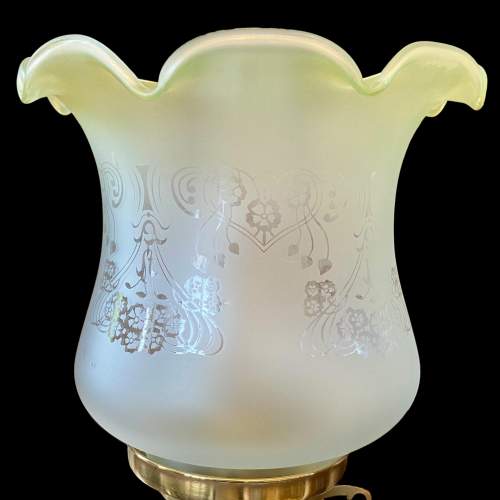 Victorian Brass and Green Glass Oil Lamp image-2