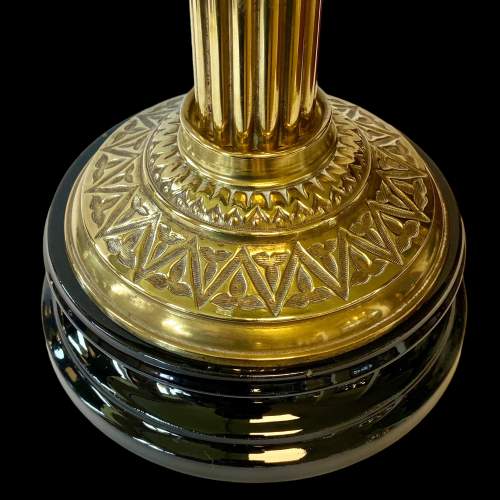 Victorian Brass and Green Glass Oil Lamp image-4