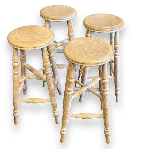 Set of Four 20th Century Ash and Beech Stools image-1