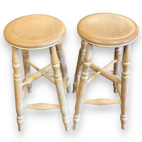 Set of Four 20th Century Ash and Beech Stools image-2