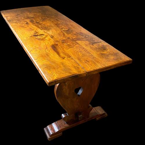 Solid Elm Plank Top 1920s Refectory Dining Table image-5