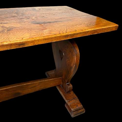 Solid Elm Plank Top 1920s Refectory Dining Table image-6