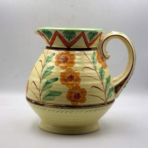 Crown Ducal 1930s Art Deco Pottery Jazzy Floral Jug image-1