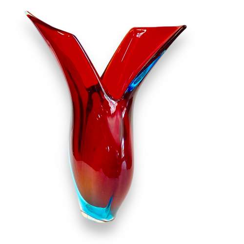 Murano Sommerso Red and Blue Glass Vase image-2