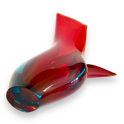 Murano Sommerso Red and Blue Glass Vase image-3