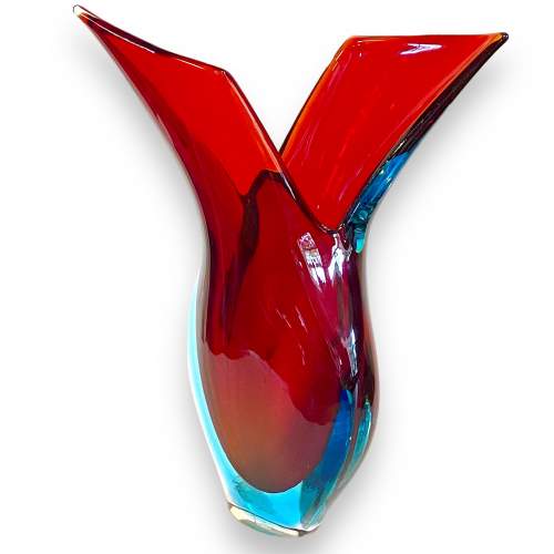Murano Sommerso Red and Blue Glass Vase image-4