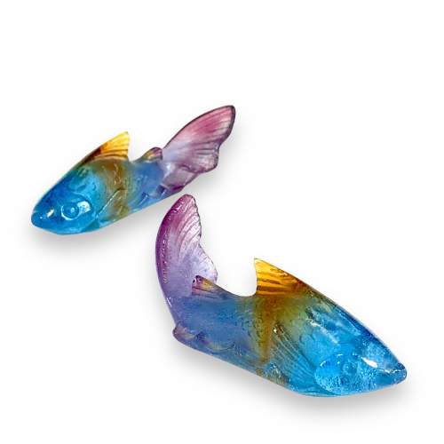 Daum France Pair of Pate de Verre Glass Fish image-1