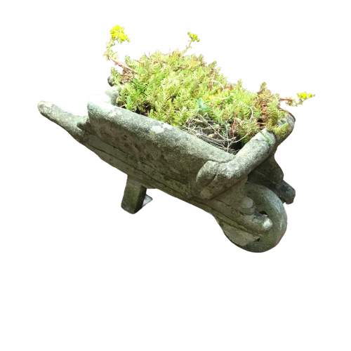 Unusual Vintage Concrete Garden Wheelbarrow Planter image-1