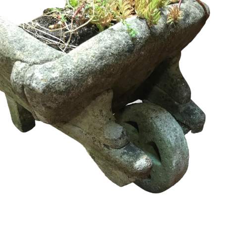 Unusual Vintage Concrete Garden Wheelbarrow Planter image-3