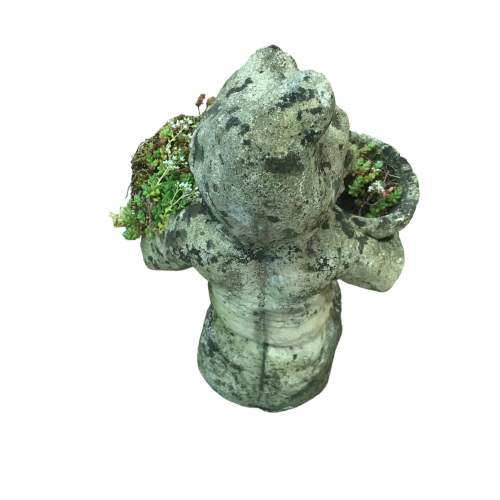 Vintage Weathered Concrete Garden Gnome Planter image-4